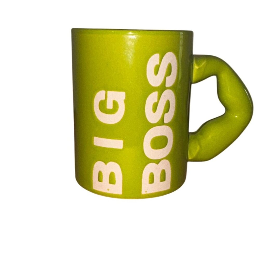 Big Boss Ceramic Mug Lime Green 4" Tall Learn4Life Logo Unique Handle Coffee/Tea